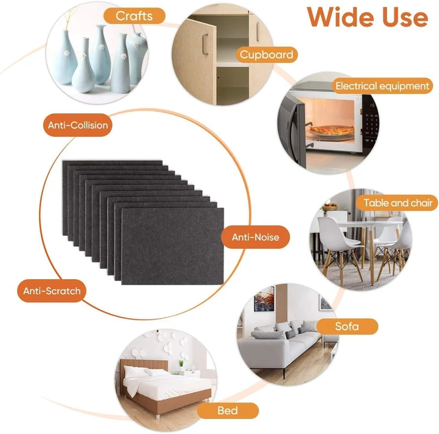 Alt view image 6 of 7 - Felt Furniture Pads 10pcs 8" x 6" Adhesive Large Felt Pads, Cuttable | Chair Leg Pads, Hardwood Floor Protectors for Furniture, Black