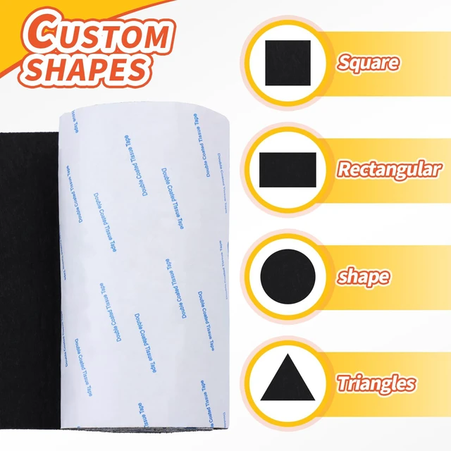Alt view image 3 of 7 - Felt Furniture Pads, 40 x 5 x 0.12 Inch Felt Strips | Non Slip Self Adhesive Cuttable Heavy Duty Felt Tape for Protecting Hardwood Floors Chair Wall Protector, Black