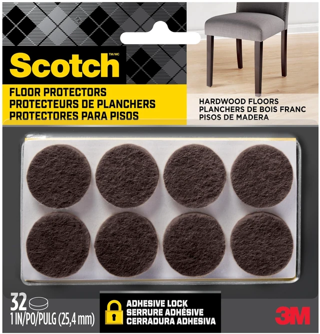 Main image of Felt Pads, 32 Pads, Circle, Brown, 1 in x 1 in | Protecting Hardwood Floors, Easy-to-apply, Self-Stick design, Reliable protection from nicks, dents and scratches (SP822-NA)