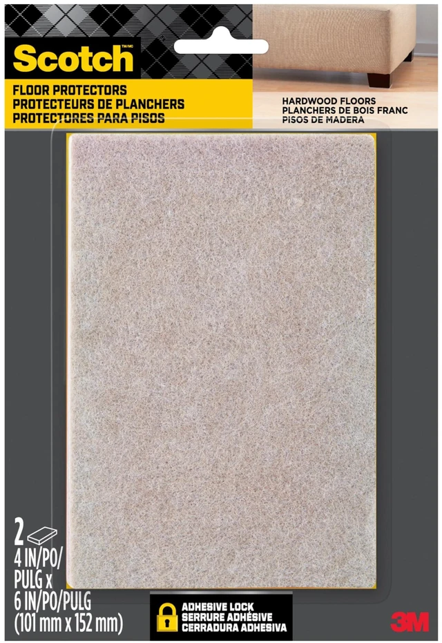 Main image of Felt Pads, 2 Pads, Rectangular, Beige, 4 in x 6 in | Protecting Hardwood Floors, Easy-to-apply, Self-Stick design, Reliable protection from nicks, dents and scratches (SP800-NA)