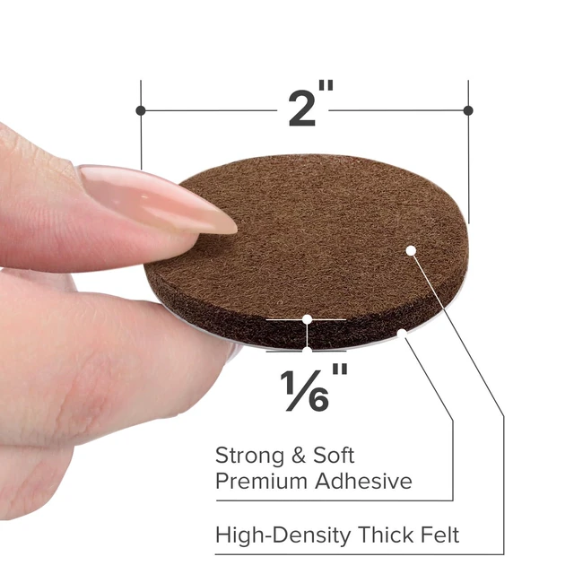 Alt view image 5 of 6 - Felt Furniture Pads - 24 Pc 2" Round - Chair & Floor Protectors | Protectors For Hardwood Floors - Protect Your Floors! (Brown)