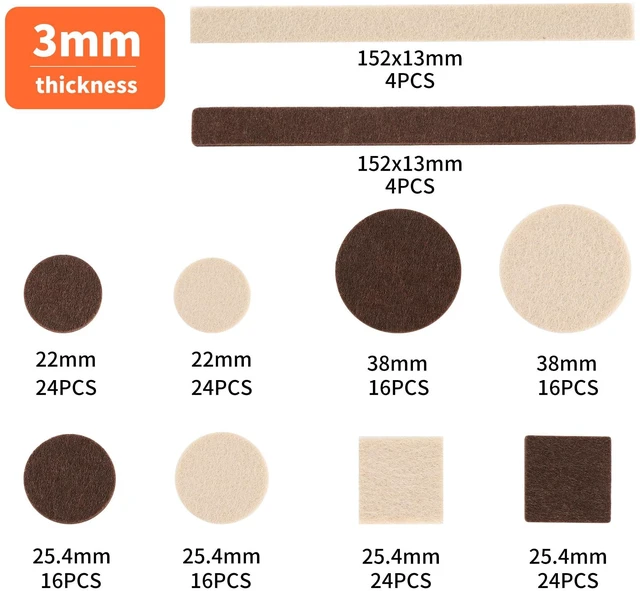 Alt view image 2 of 5 - 168 PCS Felt Furniture Pads - Self Adhesive Floor Protectors for Hardwood Floors, Anti Scratch Chair Leg Feet Pads, Furniture Sliders for Home Furniture Protection