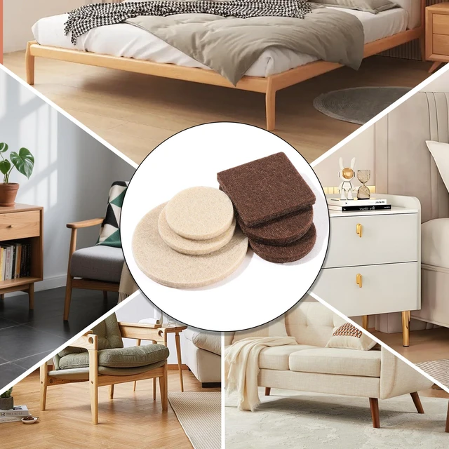 Alt view image 4 of 5 - 168 PCS Felt Furniture Pads - Self Adhesive Floor Protectors for Hardwood Floors, Anti Scratch Chair Leg Feet Pads, Furniture Sliders for Home Furniture Protection