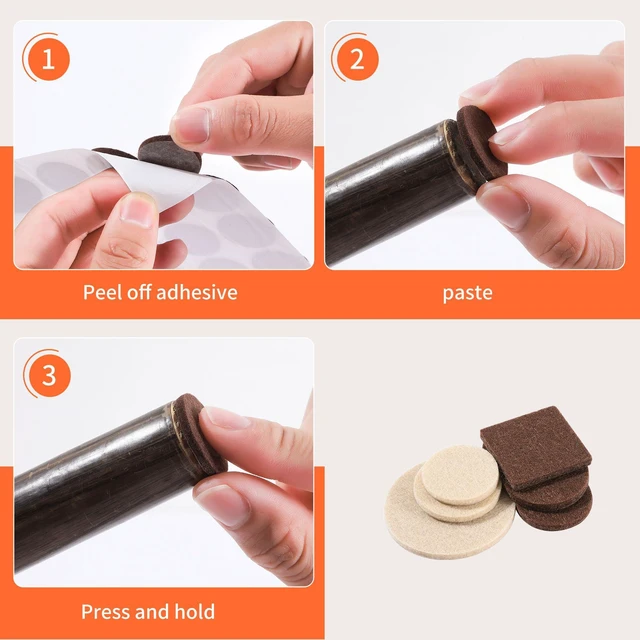 Alt view image 5 of 5 - 168 PCS Felt Furniture Pads - Self Adhesive Floor Protectors for Hardwood Floors, Anti Scratch Chair Leg Feet Pads, Furniture Sliders for Home Furniture Protection