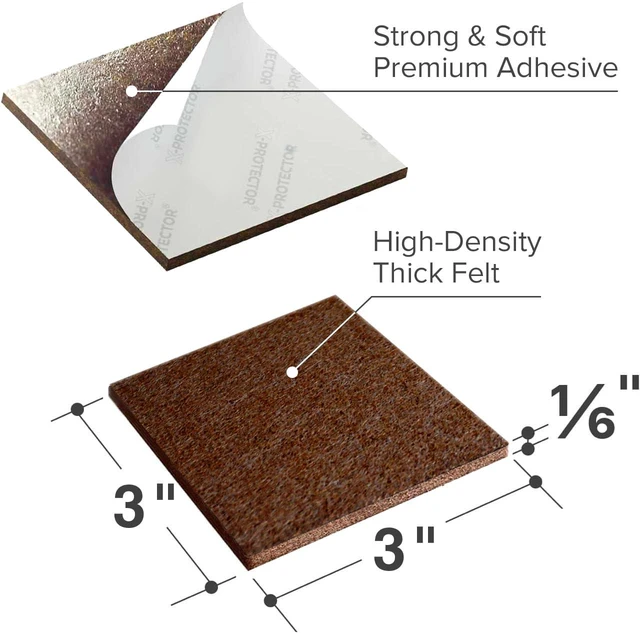Alt view image 5 of 6 - Felt Furniture Pads - 12 PCS 3" - Felt Pads Floor Protectors | Chair Felt Pads - Felt Pads for Furniture Feet - Furniture Pads for Hardwood Floors - Protect Your Floors! (Brown, Square)