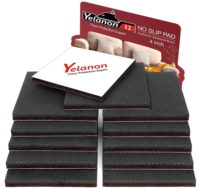 Main image of Non Slip Furniture Pads 12 Pcs 4" Round for Hardwood Floors | Extra-wide EVA grips stabilize large furniture legs. Quick to apply, stays firm. Shields floors from wear.