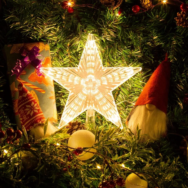 Alt view image 2 of 7 - Christmas Tree Topper Star Warm White Light Christmas Tree Decor for Christmas Holiday Home Fit for General Size Xmas Tree, 8.7 Inch