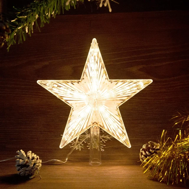 Alt view image 3 of 7 - Christmas Tree Topper Star Warm White Light Christmas Tree Decor for Christmas Holiday Home Fit for General Size Xmas Tree, 8.7 Inch