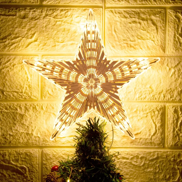 Alt view image 5 of 7 - Christmas Tree Topper Star Warm White Light Christmas Tree Decor for Christmas Holiday Home Fit for General Size Xmas Tree, 8.7 Inch