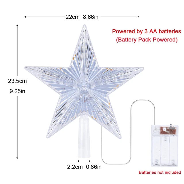Alt view image 7 of 7 - Christmas Tree Topper Star Warm White Light Christmas Tree Decor for Christmas Holiday Home Fit for General Size Xmas Tree, 8.7 Inch