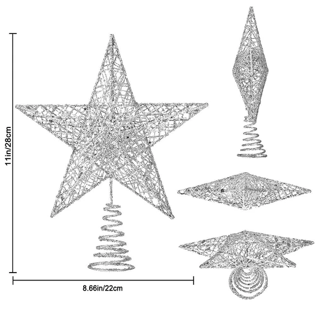 Alt view image 2 of 7 - Christmas Tree Toppers Glitter Silver Star for Christmas Tree Decoration | Xmas Glitter Silver Hollow Star Treetop Topper
