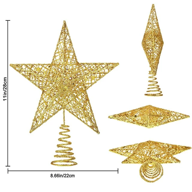Alt view image 2 of 7 - Christmas Tree Toppers Xmas Glitter Gold Hollow Star Treetop Topper | Star Treetop Topper for Christmas Tree Decoration.