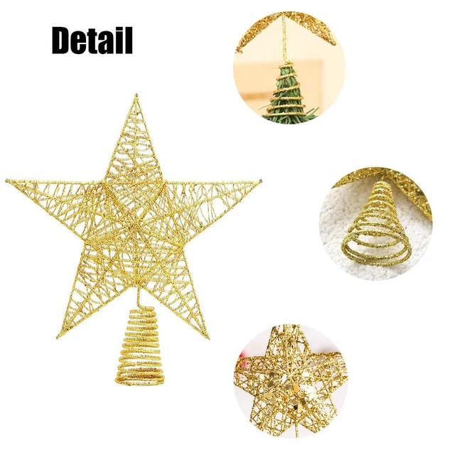 Alt view image 3 of 7 - Christmas Tree Toppers Xmas Glitter Gold Hollow Star Treetop Topper | Star Treetop Topper for Christmas Tree Decoration.