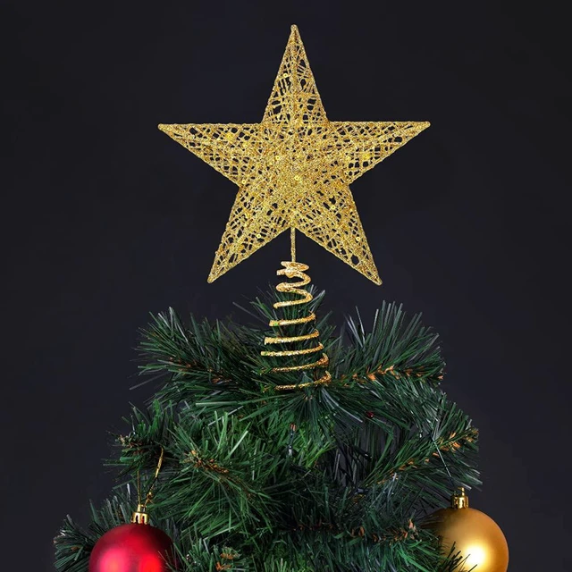 Alt view image 4 of 7 - Christmas Tree Toppers Xmas Glitter Gold Hollow Star Treetop Topper | Star Treetop Topper for Christmas Tree Decoration.