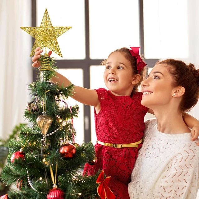 Alt view image 5 of 7 - Christmas Tree Toppers Xmas Glitter Gold Hollow Star Treetop Topper | Star Treetop Topper for Christmas Tree Decoration.