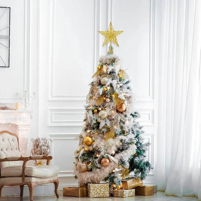 Alt view image 6 of 7 - Christmas Tree Toppers Xmas Glitter Gold Hollow Star Treetop Topper | Star Treetop Topper for Christmas Tree Decoration.