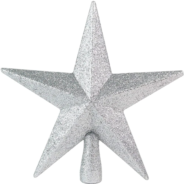Main image of Glitter Star Christmas Tree Topper - 8" Silver Xmas Holiday Decor Ornament
