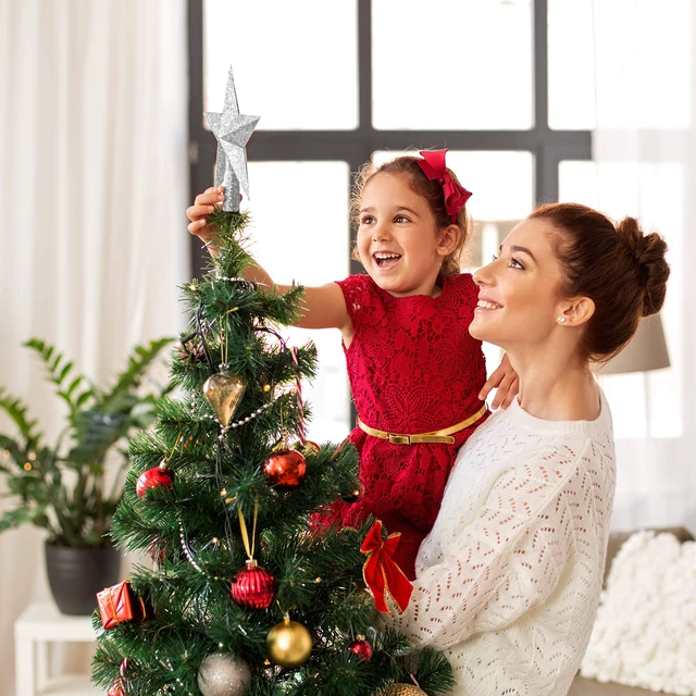 Alt view image 2 of 6 - Glitter Star Christmas Tree Topper - 8" Silver Xmas Holiday Decor Ornament