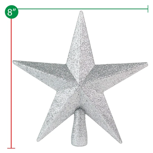 Alt view image 5 of 6 - Glitter Star Christmas Tree Topper - 8" Silver Xmas Holiday Decor Ornament