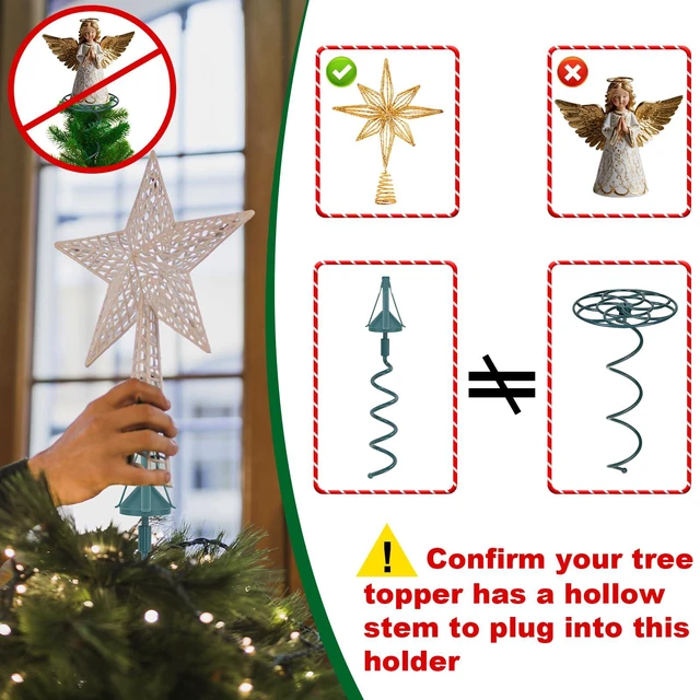 Alt view image 4 of 7 - Christmas Tree Topper Holder Twist on Universal Tree Topper Stabilizer with Adjustable Attachment,Christmas Tree Topper Adapter Plastic Tree Topper Support Fits Most Basic Types