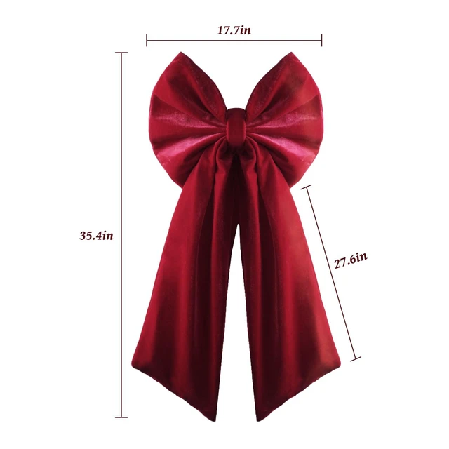 Alt view image 2 of 7 - Christmas Decor - 36x18 Inches Large Red Velvet Christmas Tree Topper Bow | Burgundy Velvet Christmas Bow, Christmas Decorations Indoor Outdoor for Front Door, Wreaths, Mantel, Porch, Wedding