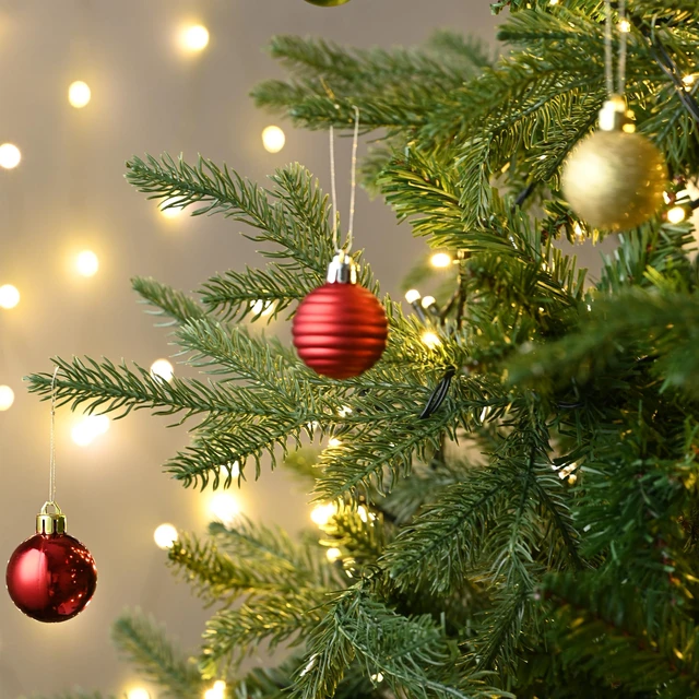 Alt view image 6 of 6 - Small Christmas Tree Decorations Ball Ornaments 24ct 1.57" | Red Green and Gold Shatterproof Christmas Decorations Set, Hanging Ball Ornaments for Xmas Holiday Party Decor