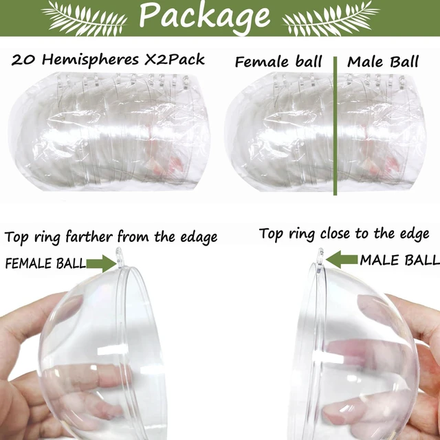 Alt view image 4 of 7 - 20PCS 80mm/3.14inch Large Clear Ball Ornaments, Clear Plastic Fillable Christmas Balls Shatterproof Ornament Bauble for DIY Crafts Wedding Party Decor Holiday Home Decor