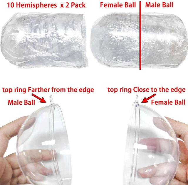 Alt view image 3 of 7 - 10pk Clear Plastic Christmas Ornaments for Crafts Fillable DIY Christmas Ornaments Balls 60mm Acrylic Ornaments for Christmas Tree Decorations, Hanging Christmas Decorations Home Decor Supplies