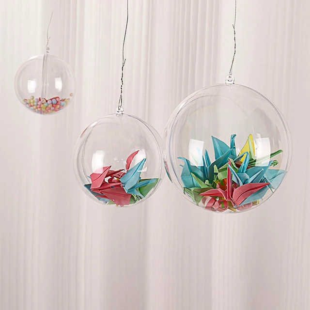 Alt view image 4 of 7 - 10pk Clear Plastic Christmas Ornaments for Crafts Fillable DIY Christmas Ornaments Balls 60mm Acrylic Ornaments for Christmas Tree Decorations, Hanging Christmas Decorations Home Decor Supplies