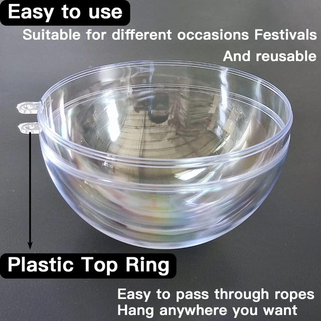 Alt view image 5 of 7 - 10pk Clear Plastic Christmas Ornaments for Crafts Fillable DIY Christmas Ornaments Balls 60mm Acrylic Ornaments for Christmas Tree Decorations, Hanging Christmas Decorations Home Decor Supplies