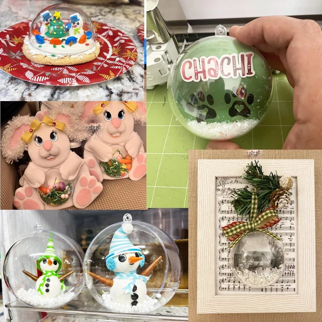 Alt view image 4 of 6 - 12 Pack Clear Plastic Fillable Ornament Ball 3.15''/80mm for Christmas,Holiday, Wedding,Party,Home Decor Filling Transparent Plastic Decorative Call DIY Craft Ball