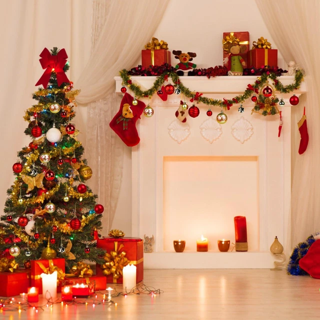 Alt view image 7 of 7 - Christmas Balls Ornaments Set, 44 Pcs Xmas Shatterproof Plastic Baubles Hanging Balls for Christmas Tree Holiday Party Wedding Decoration (Red & Gold)