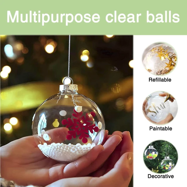 Alt view image 5 of 7 - 16pcs Clear Fillable Ornaments Balls,2.36in Christmas Balls Craft Ornaments | DIY Hanging Clear Plastic Balls for Christmas Tree,Halloween and Wedding Birthday Party Decorations,Creative Gifts(60 mm)