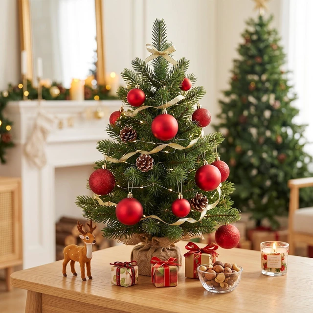 Alt view image 2 of 7 - 44 Pack Red Christmas Ball Ornaments Shiny & Glitter Christmas Tree Decor | 1.18''/1.57''/1.96'' Pre-Strung Christmas Ball, Shatterproof Plastic Xmas Baubles for Holiday Wreath, Home Party Decor