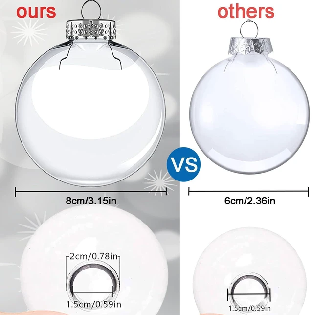 Alt view image 2 of 6 - 3.15 inch Clear Plastic Ornament Balls, Christmas Balls, DIY Fillable Ornaments, Clear Ornaments for Crafts Fillable - 12 PCS