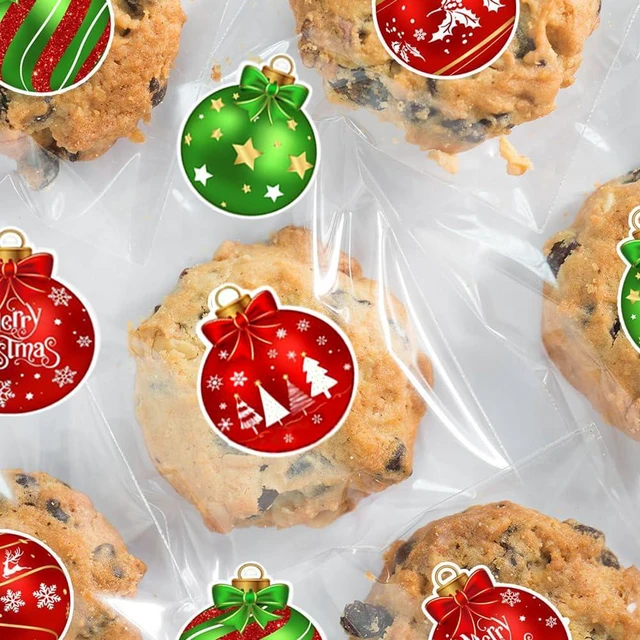 Alt view image 3 of 7 - 500Pcs Christmas Bauble Stickers Roll 1.2in Winter Xmas Bell Sticker | 10 Designs Xmas Bauble Round Adhesive Label Stickers Decal for Holiday Envelope Gift Cards DIY Gift & Party Favor Decorations