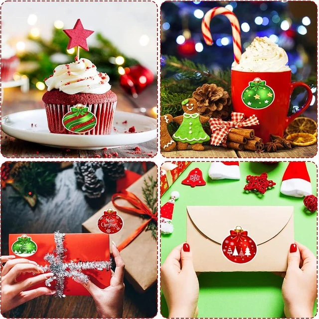 Alt view image 7 of 7 - 500Pcs Christmas Bauble Stickers Roll 1.2in Winter Xmas Bell Sticker | 10 Designs Xmas Bauble Round Adhesive Label Stickers Decal for Holiday Envelope Gift Cards DIY Gift & Party Favor Decorations