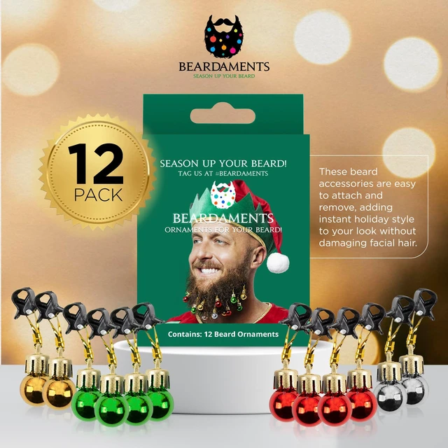 Alt view image 3 of 7 - Beard Ornaments for Men Colorful Christmas Baubles - Easy-Attach Funny Christmas Ornaments for Cosplay and Holiday Parties - 12pc