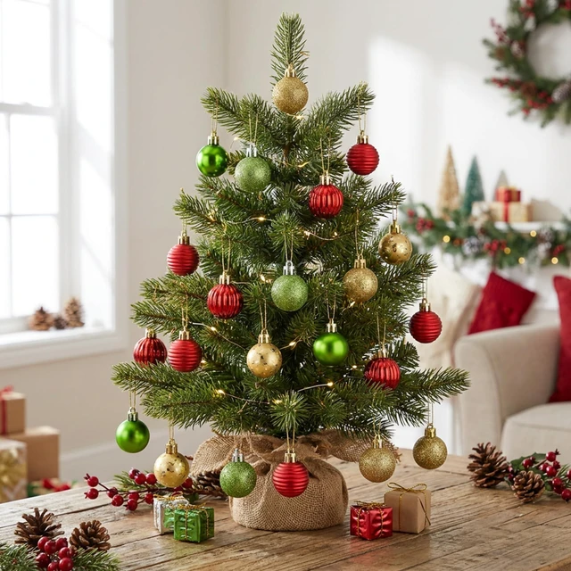Alt view image 6 of 7 - 100 Pcs Mini Christmas Ball Ornaments - 1.2" Red Green Gold Hanging Ball | Colorful Shatterproof Xmas Hanging Ornament Ball for Tree Wreath and Party Decoration, Gold Green Glitter Hanging Ball Decor