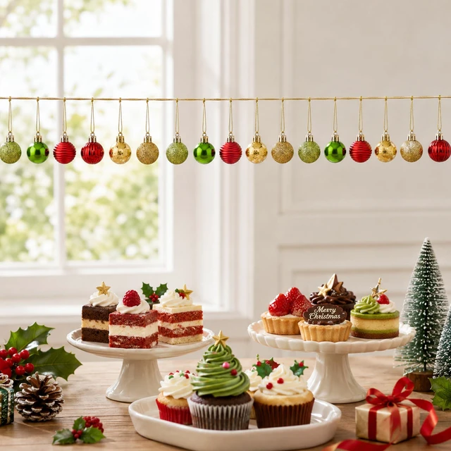Alt view image 7 of 7 - 100 Pcs Mini Christmas Ball Ornaments - 1.2" Red Green Gold Hanging Ball | Colorful Shatterproof Xmas Hanging Ornament Ball for Tree Wreath and Party Decoration, Gold Green Glitter Hanging Ball Decor