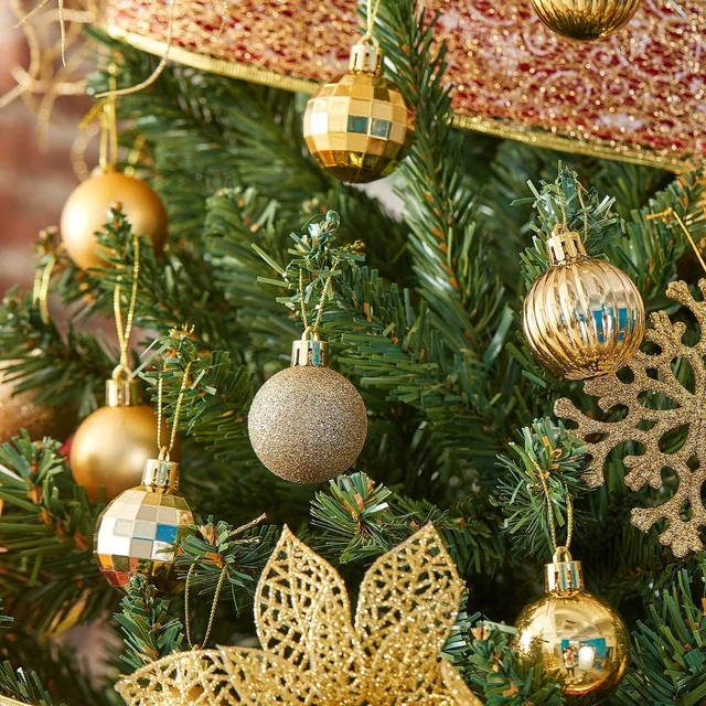 Alt view image 4 of 7 - 24ct Gold Christmas Ornaments for Tree Decorations, Small Shatterproof Christmas Ball Ornaments Set for Xmas Tree, Perfect Plastic Hanging Balls for Home Holiday Party Decor (1.57'', Gold)