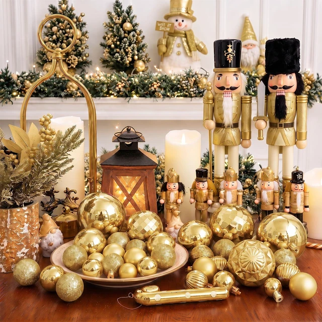 Alt view image 5 of 7 - 24ct Gold Christmas Ornaments for Tree Decorations, Small Shatterproof Christmas Ball Ornaments Set for Xmas Tree, Perfect Plastic Hanging Balls for Home Holiday Party Decor (1.57'', Gold)