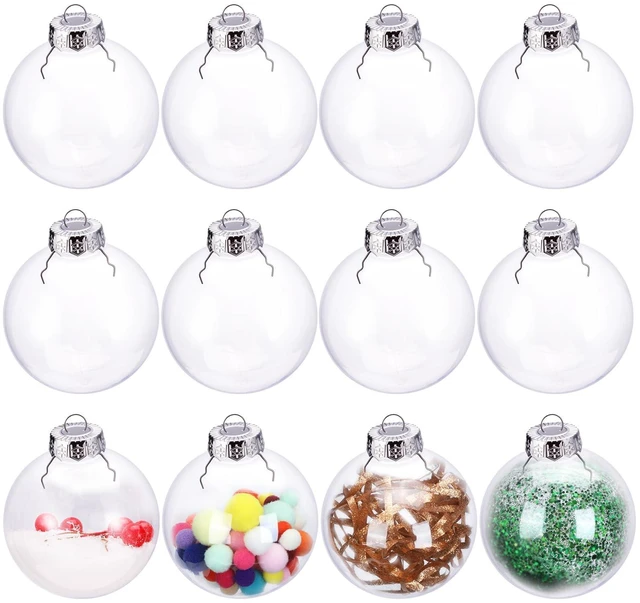 Main image of 12 Pack Clear Plastic Fillable Ornament Ball 3.15''/80mm for Christmas,Holiday, Wedding,Home Decor