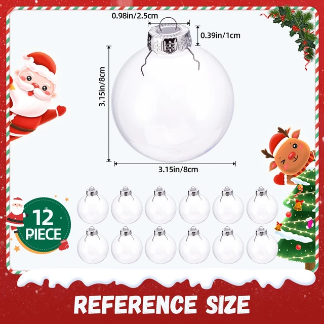 Alt view image 2 of 7 - 12 Pack Clear Plastic Fillable Ornament Ball 3.15''/80mm for Christmas,Holiday, Wedding,Home Decor