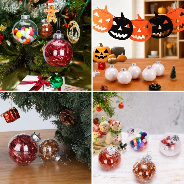 Alt view image 4 of 7 - 12 Pack Clear Plastic Fillable Ornament Ball 3.15''/80mm for Christmas,Holiday, Wedding,Home Decor