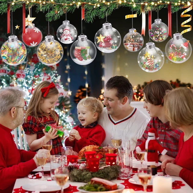 Alt view image 7 of 7 - 12 Pack Clear Plastic Fillable Ornament Ball 3.15''/80mm for Christmas,Holiday, Wedding,Home Decor