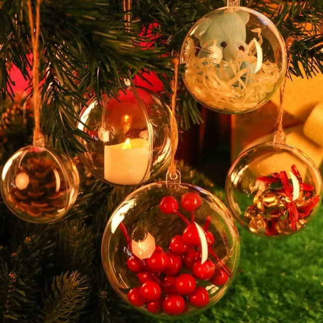 Alt view image 5 of 7 - 20 Pack Clear Plastic Fillable Ornament Ball 3.15''/80mm for Christmas,Holiday, Wedding,Party,Home Decor