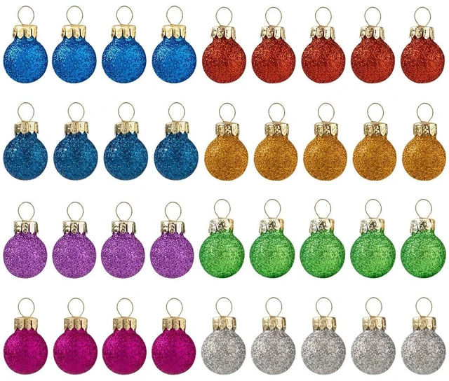 Alt view image 2 of 7 - 36 Pcs Christmas Mini Glitter Glass Balls Ornaments, 1 Inch Multicolor Xmas Hanging Ball for Christmas Tree Decoration and Holiday Ornaments
