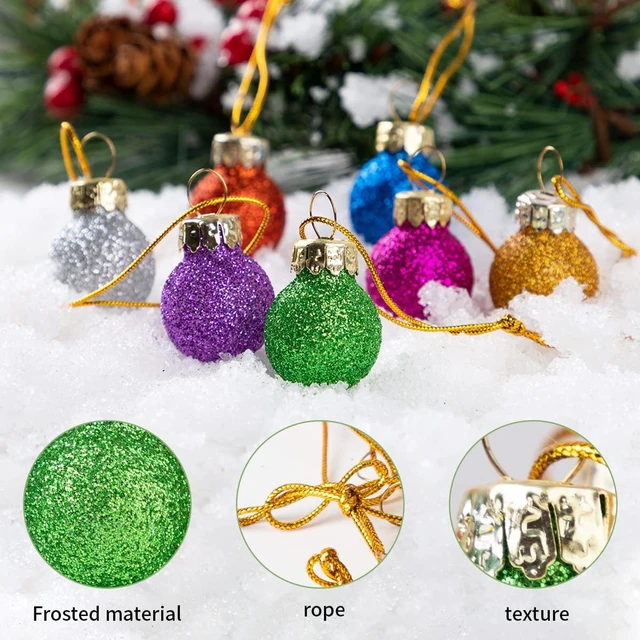 Alt view image 3 of 7 - 36 Pcs Christmas Mini Glitter Glass Balls Ornaments, 1 Inch Multicolor Xmas Hanging Ball for Christmas Tree Decoration and Holiday Ornaments