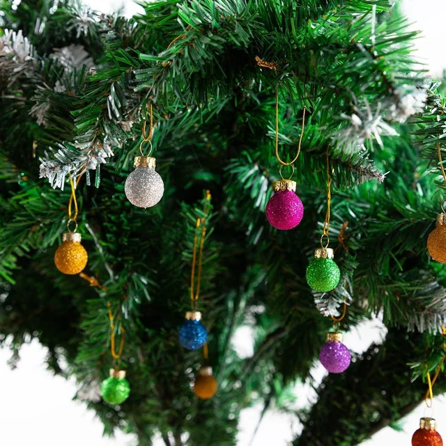 Alt view image 5 of 7 - 36 Pcs Christmas Mini Glitter Glass Balls Ornaments, 1 Inch Multicolor Xmas Hanging Ball for Christmas Tree Decoration and Holiday Ornaments